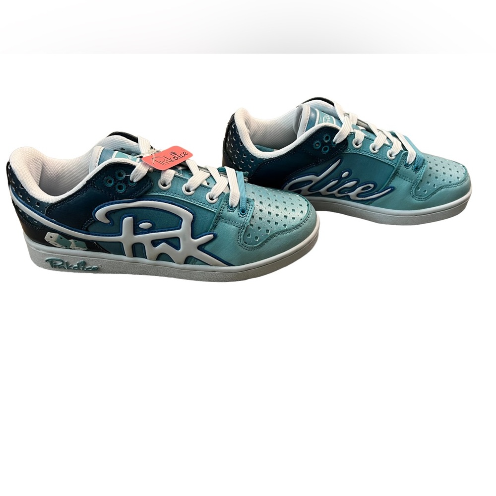 NWT Y2K PINK DICE Leather Sneakers Tennis Shoes Ocean Fade 7.5